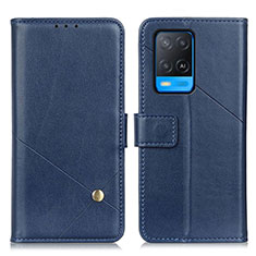 Leather Case Stands Flip Cover Holder D04Y for Oppo A54 4G Blue