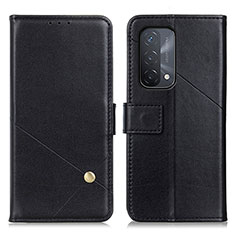 Leather Case Stands Flip Cover Holder D04Y for Oppo A54 5G Black