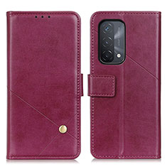 Leather Case Stands Flip Cover Holder D04Y for Oppo A54 5G Purple