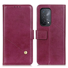 Leather Case Stands Flip Cover Holder D04Y for Oppo A74 5G Purple