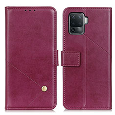 Leather Case Stands Flip Cover Holder D04Y for Oppo F19 Pro Purple