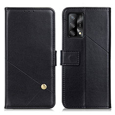 Leather Case Stands Flip Cover Holder D04Y for Oppo Reno6 Lite Black