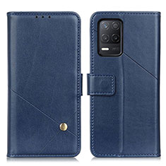 Leather Case Stands Flip Cover Holder D04Y for Realme 8 5G Blue