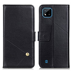 Leather Case Stands Flip Cover Holder D04Y for Realme C20 Black