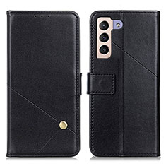 Leather Case Stands Flip Cover Holder D04Y for Samsung Galaxy S21 5G Black