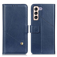 Leather Case Stands Flip Cover Holder D04Y for Samsung Galaxy S21 5G Blue