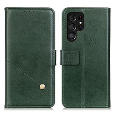 Leather Case Stands Flip Cover Holder D04Y for Samsung Galaxy S23 Ultra 5G Green