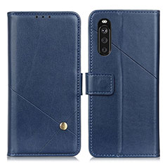 Leather Case Stands Flip Cover Holder D04Y for Sony Xperia 10 III Lite Blue