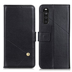 Leather Case Stands Flip Cover Holder D04Y for Sony Xperia 10 III SO-52B Black