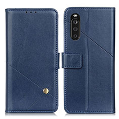 Leather Case Stands Flip Cover Holder D04Y for Sony Xperia 10 III SO-52B Blue