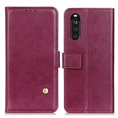 Leather Case Stands Flip Cover Holder D04Y for Sony Xperia 10 III SOG04 Purple