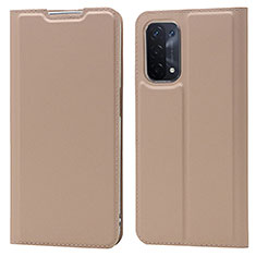 Leather Case Stands Flip Cover Holder D05T for Oppo A54 5G Rose Gold