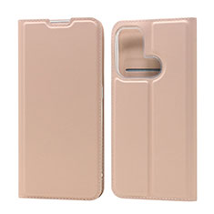 Leather Case Stands Flip Cover Holder D05T for Oppo Reno5 A Rose Gold