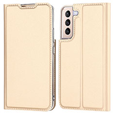 Leather Case Stands Flip Cover Holder D05T for Samsung Galaxy S22 Plus 5G Gold