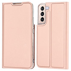 Leather Case Stands Flip Cover Holder D05T for Samsung Galaxy S23 Plus 5G Rose Gold