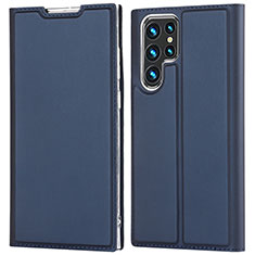 Leather Case Stands Flip Cover Holder D05T for Samsung Galaxy S23 Ultra 5G Blue
