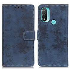 Leather Case Stands Flip Cover Holder D05Y for Motorola Moto E30 Blue