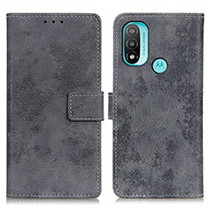 Leather Case Stands Flip Cover Holder D05Y for Motorola Moto E30 Gray