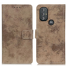 Leather Case Stands Flip Cover Holder D05Y for Motorola Moto G Play (2023) Khaki