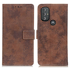 Leather Case Stands Flip Cover Holder D05Y for Motorola Moto G Power (2022) Brown