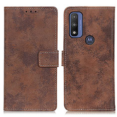 Leather Case Stands Flip Cover Holder D05Y for Motorola Moto G Pure Brown