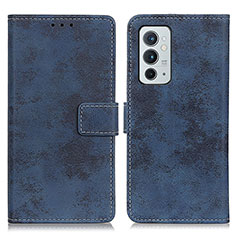 Leather Case Stands Flip Cover Holder D05Y for OnePlus 9RT 5G Blue