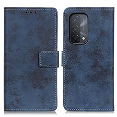 Leather Case Stands Flip Cover Holder D05Y for Oppo A54 5G Blue