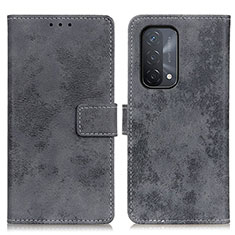 Leather Case Stands Flip Cover Holder D05Y for Oppo A54 5G Gray