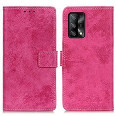 Leather Case Stands Flip Cover Holder D05Y for Oppo A95 4G Hot Pink