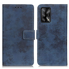 Leather Case Stands Flip Cover Holder D05Y for Oppo F19 Blue