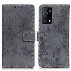 Leather Case Stands Flip Cover Holder D05Y for Oppo K9 5G Gray