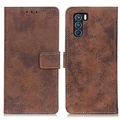 Leather Case Stands Flip Cover Holder D05Y for Oppo K9 Pro 5G Brown