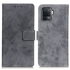 Leather Case Stands Flip Cover Holder D05Y for Oppo Reno5 Lite Gray
