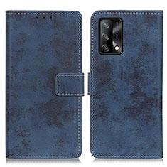 Leather Case Stands Flip Cover Holder D05Y for Oppo Reno6 Lite Blue