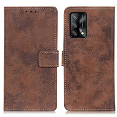 Leather Case Stands Flip Cover Holder D05Y for Oppo Reno6 Lite Brown