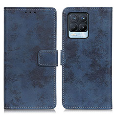 Leather Case Stands Flip Cover Holder D05Y for Realme 8 4G Blue