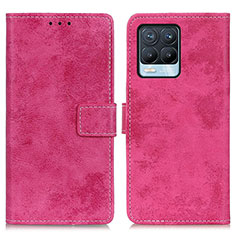 Leather Case Stands Flip Cover Holder D05Y for Realme 8 4G Hot Pink