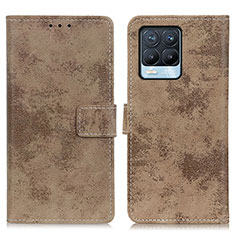 Leather Case Stands Flip Cover Holder D05Y for Realme 8 Pro Khaki