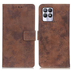 Leather Case Stands Flip Cover Holder D05Y for Realme 8i Brown