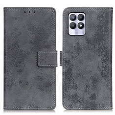 Leather Case Stands Flip Cover Holder D05Y for Realme 8i Gray