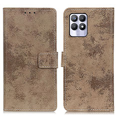 Leather Case Stands Flip Cover Holder D05Y for Realme 8i Khaki