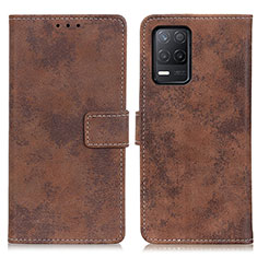 Leather Case Stands Flip Cover Holder D05Y for Realme 8s 5G Brown