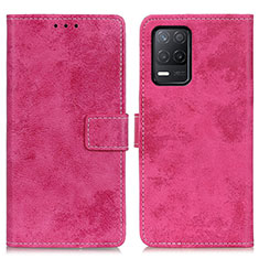 Leather Case Stands Flip Cover Holder D05Y for Realme 9 5G India Hot Pink