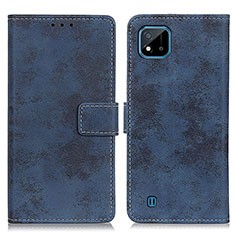 Leather Case Stands Flip Cover Holder D05Y for Realme C11 (2021) Blue