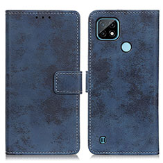 Leather Case Stands Flip Cover Holder D05Y for Realme C21 Blue