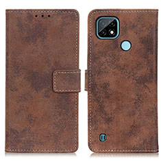 Leather Case Stands Flip Cover Holder D05Y for Realme C21 Brown