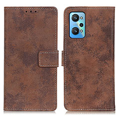 Leather Case Stands Flip Cover Holder D05Y for Realme GT2 5G Brown