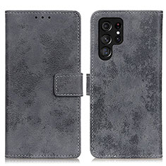 Leather Case Stands Flip Cover Holder D05Y for Samsung Galaxy S21 Ultra 5G Gray