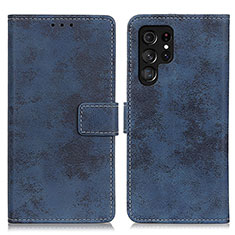 Leather Case Stands Flip Cover Holder D05Y for Samsung Galaxy S22 Ultra 5G Blue