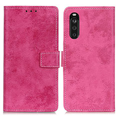 Leather Case Stands Flip Cover Holder D05Y for Sony Xperia 10 III Lite Hot Pink